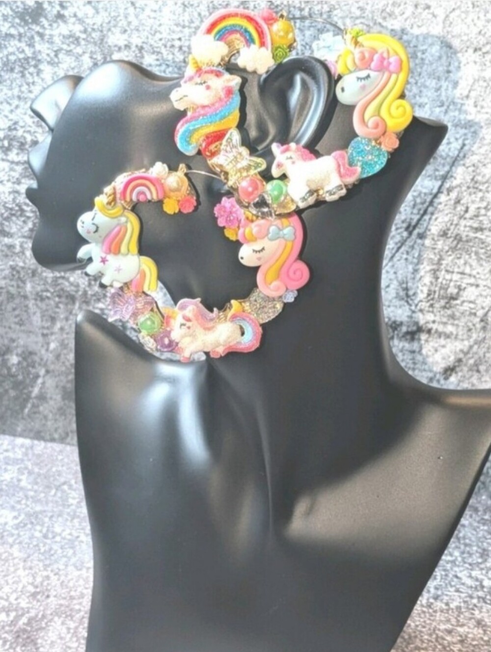 Hand Crafted Unicorn & Rainbow Hoop Earrings For Kids and Adults